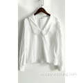 Blusa suelta vintage blanca francesa